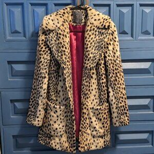 GUESS Faux Leopard Fur Coat